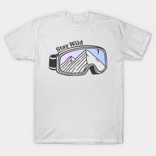 Sunset Mountain Ski Goggles | Stay Wild T-Shirt